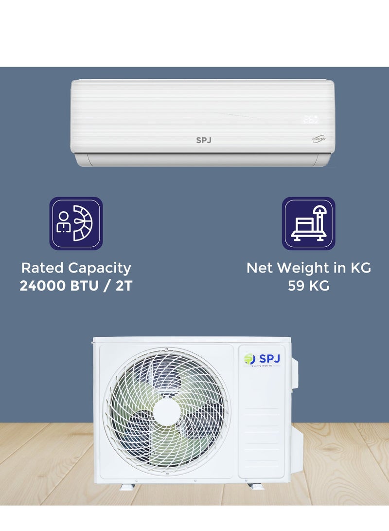 SPJ 2 Ton Split Air Conditioner, 24000 BTU, R410A Eco-Friendly Refrigerant, Low Noise, Cooling Pump, Energy Efficient, Wall Mounted AC, Quiet Operation, Best For Room And Office, (White) - Image 5